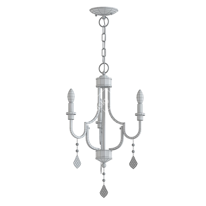 Elegant Antique Brass Mini Chandelier 3D model image 2