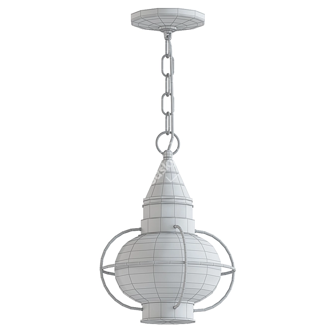 Elegant Black Outdoor Pendant Lantern 3D model image 2