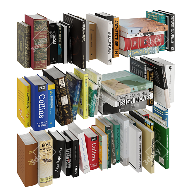 Modern Book Collection Set 3D model image 2