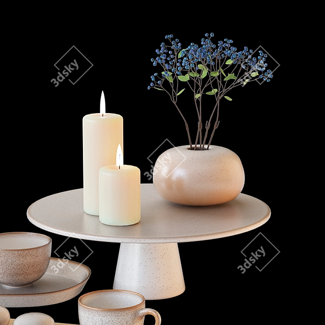 Asa Saisons Sand: Blueberry Branch Tableware Set 3D model image 2