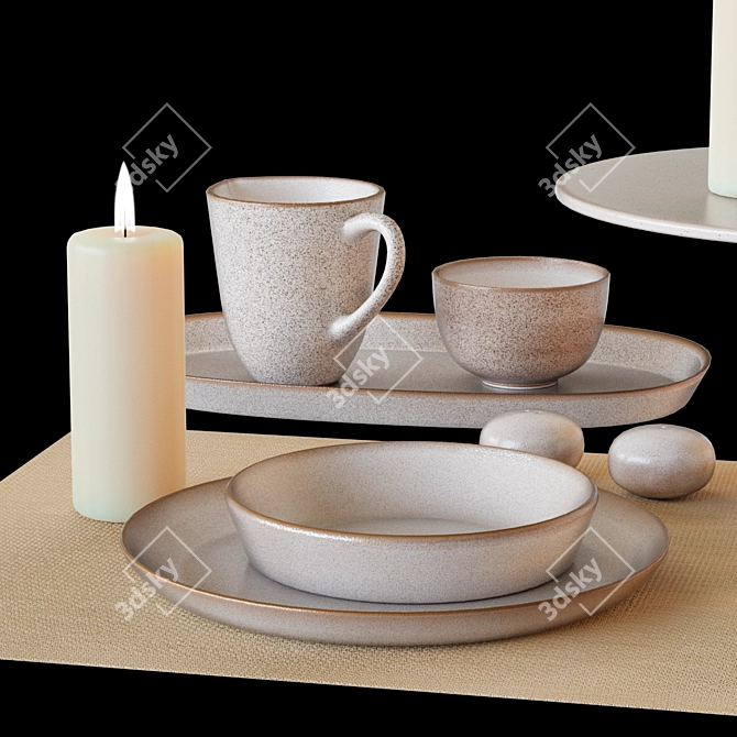 Asa Saisons Sand: Blueberry Branch Tableware Set 3D model image 4