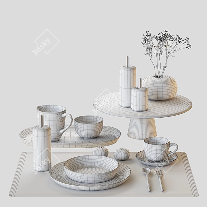 Asa Saisons Sand: Blueberry Branch Tableware Set 3D model image 6