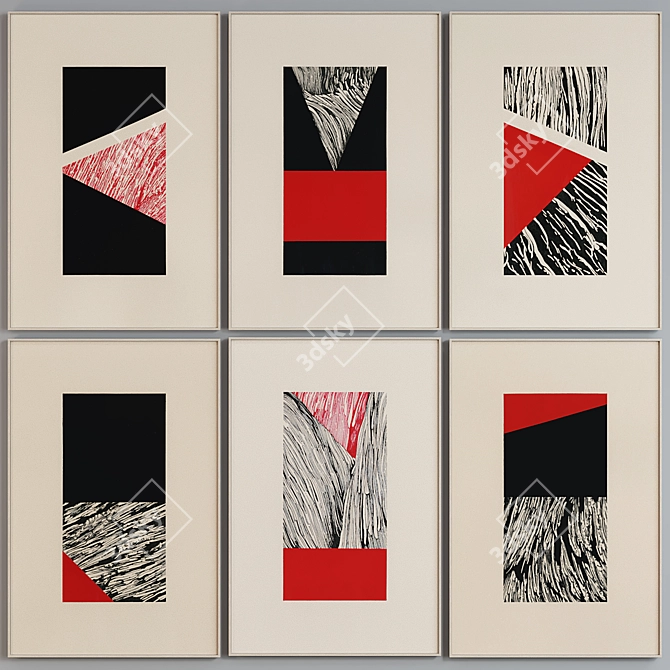 Modern Abstract Picture Frame Set 3D model image 2