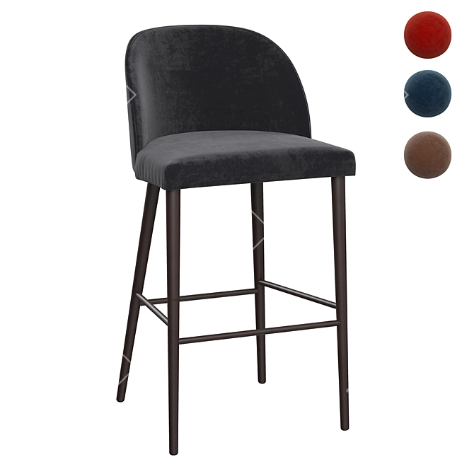 Deluxe Anthracite Velvet Bar Stools 3D model image 1