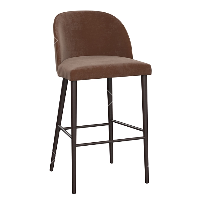 Deluxe Anthracite Velvet Bar Stools 3D model image 2