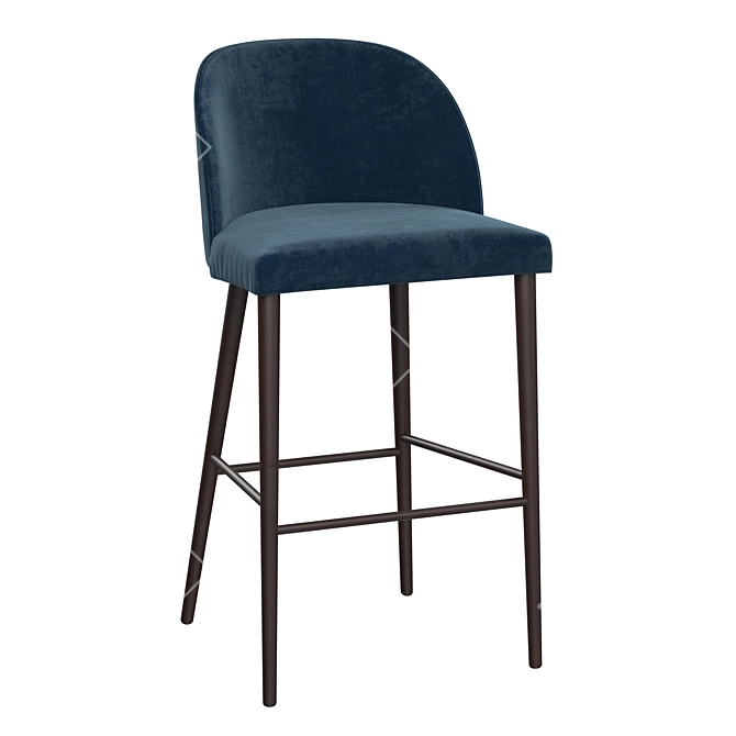 Deluxe Anthracite Velvet Bar Stools 3D model image 3