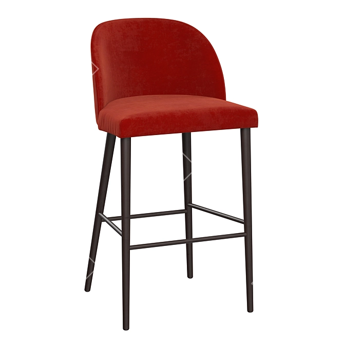 Deluxe Anthracite Velvet Bar Stools 3D model image 4