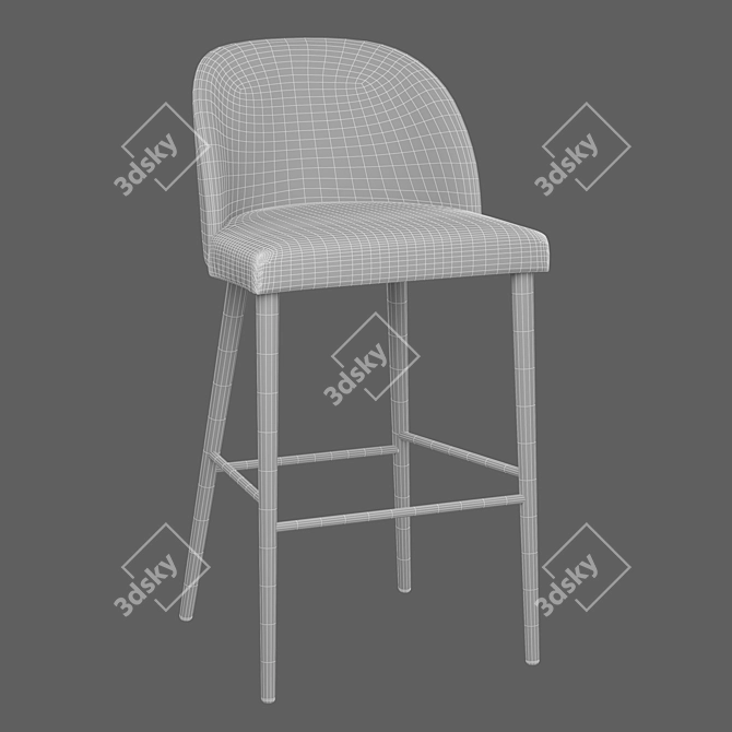 Deluxe Anthracite Velvet Bar Stools 3D model image 7