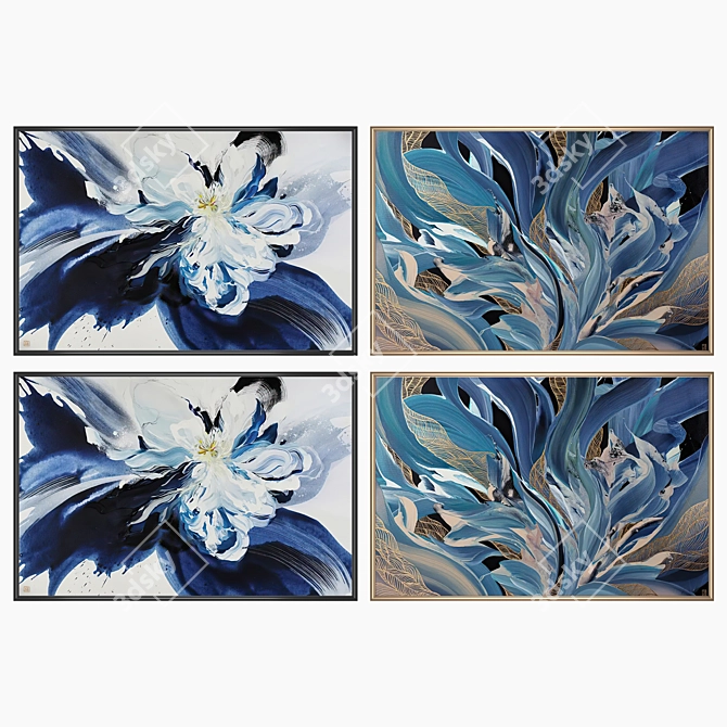 Artistic Wall Decor Set - 2 Paintings & 4 Frame Options 3D model image 2