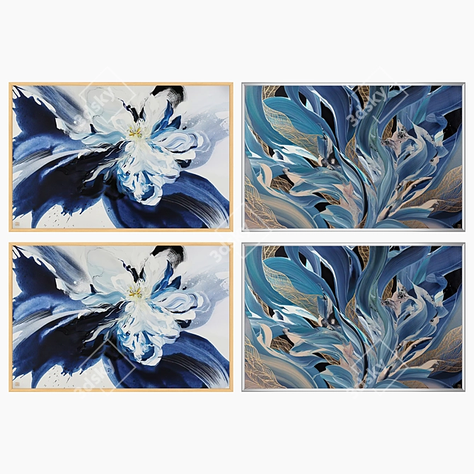 Artistic Wall Decor Set - 2 Paintings & 4 Frame Options 3D model image 3
