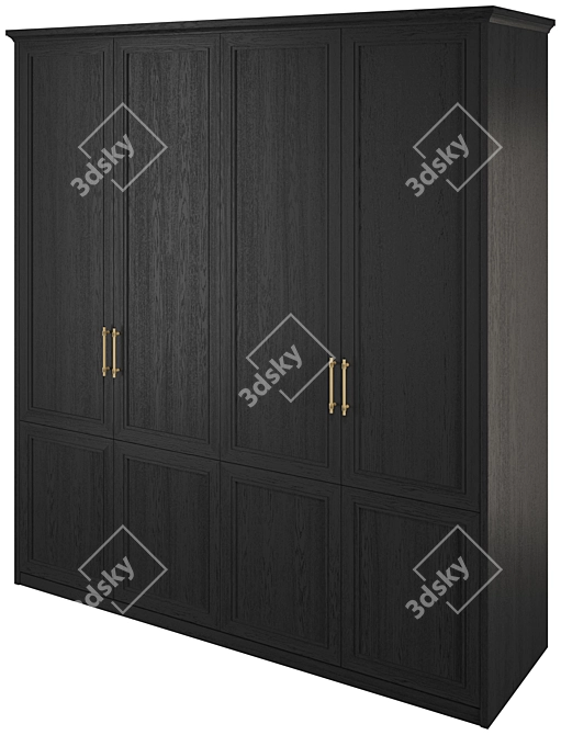 Bergen Dark Four-Door Cabinet 3D model image 1