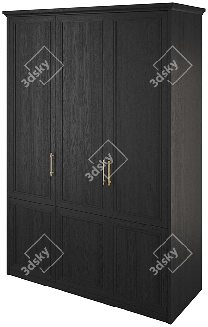 Bergen Dark 3-Door Wardrobe 3D model image 1