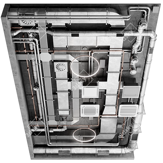  Industrial Multi-Purpose Ceiling Panel 3D model image 1