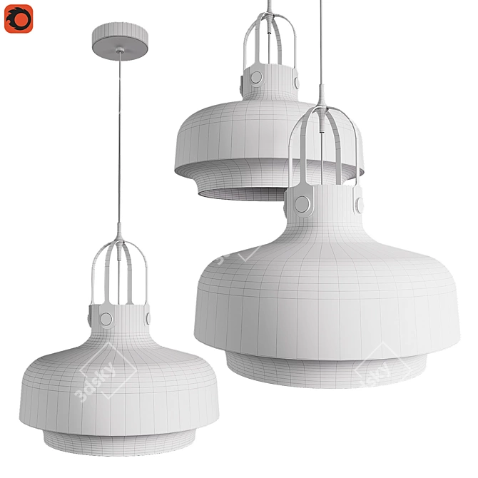 Copenhagen M Chandelier - Classic Elegance in Black or White 3D model image 3