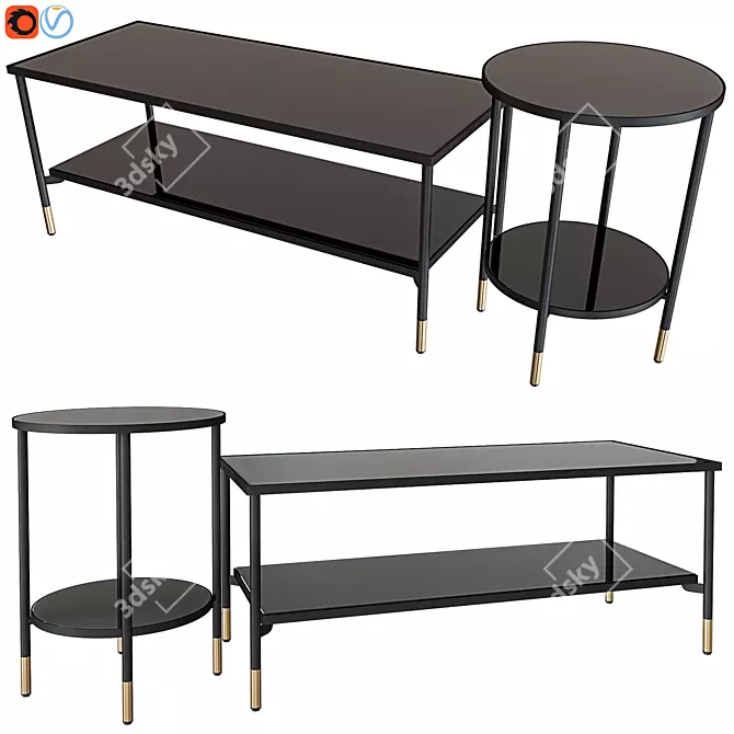 Sleek Black Glass Coffee Table - IKEA ÄSPERÖD 3D model image 1