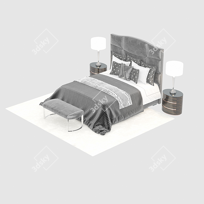 Elegant Bedroom 3D Model 3D model image 2