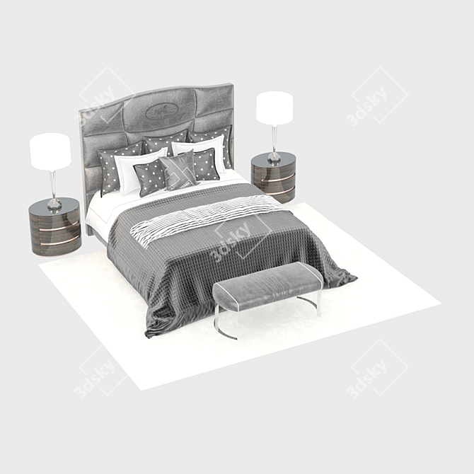 Elegant Bedroom 3D Model 3D model image 3