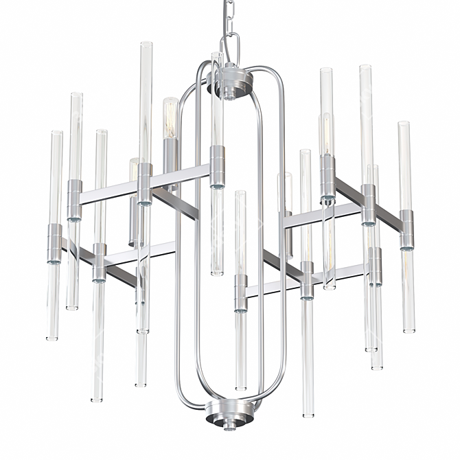 Elegant Metal Pillar Chandelier 3D model image 1