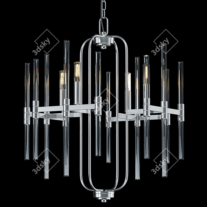 Elegant Metal Pillar Chandelier 3D model image 2