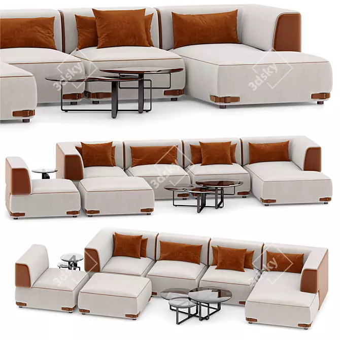 Luxurious Fendi Soho Sofa 3D model image 1