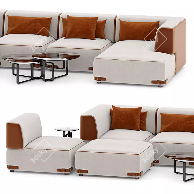 Luxurious Fendi Soho Sofa 3D model image 2