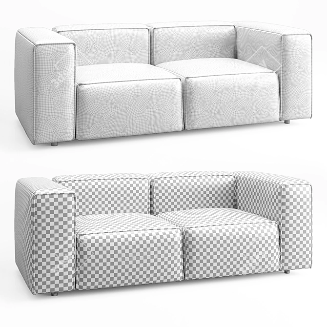 Minimalist Gray Karo Sofa 3D model image 3