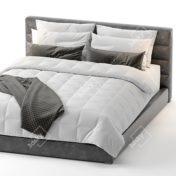 Hudson Upholstered Bed: Stylish Elegance for Your Bedroom 3D model image 2