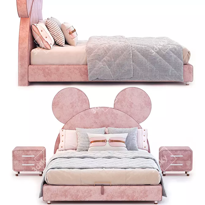 Bear Bed for Kids | 1600x2000mm Mattress Size 3D model image 3