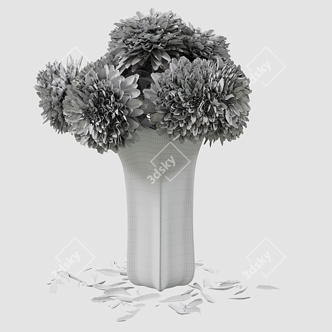 Vibrant Asters Bouquet in Vagabond Vase 3D model image 5