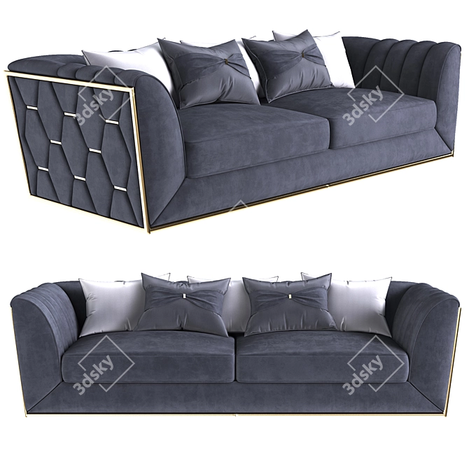 Modern Vogue Silver Sofa 3D model image 1