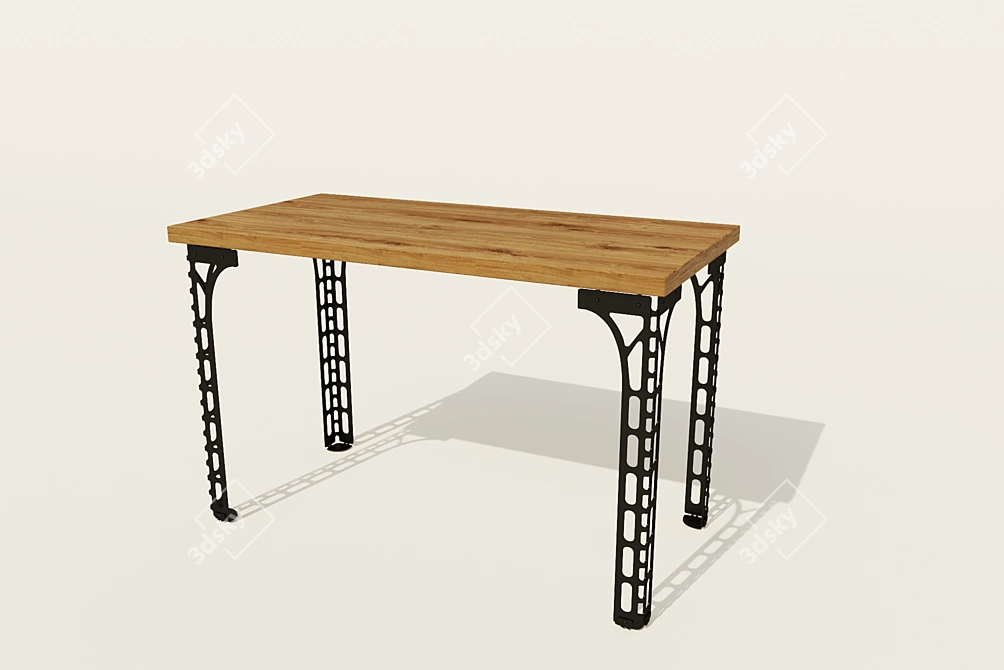 Industrial Metal Dining Table 3D model image 1