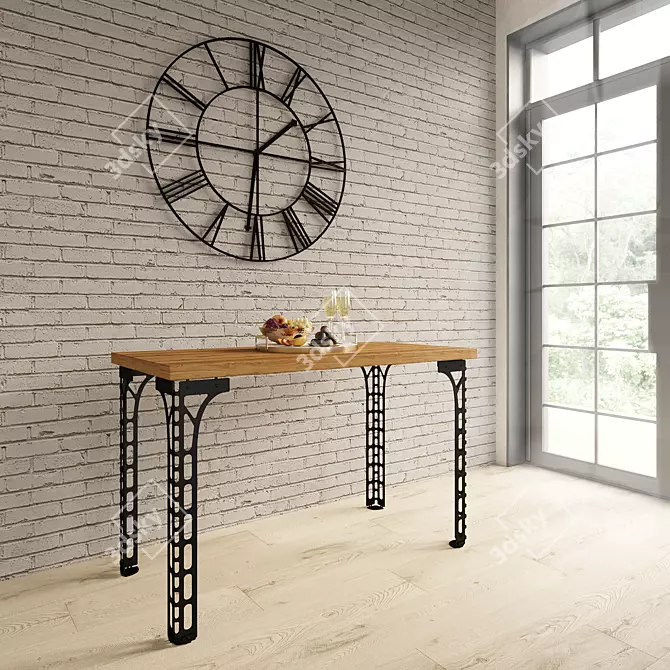 Industrial Metal Dining Table 3D model image 2
