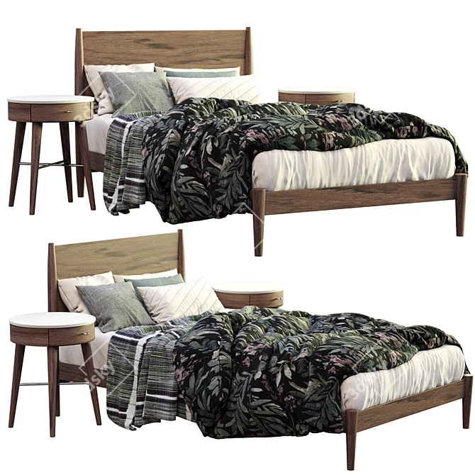 West Elm Bed Frame: Stylish & Sturdy 3D model image 2