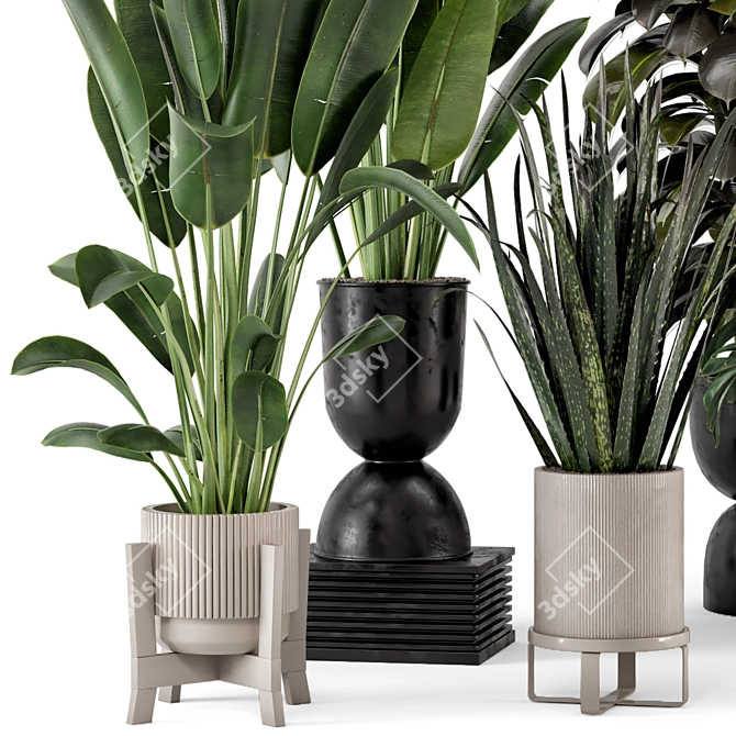 Indoor Plant Set: Ferm Living Bau Pot 3D model image 4