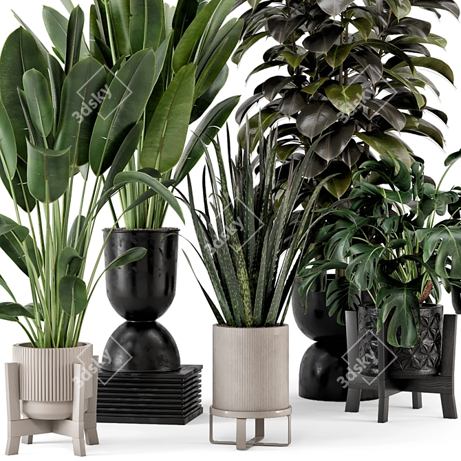 Indoor Plant Set: Ferm Living Bau Pot 3D model image 6