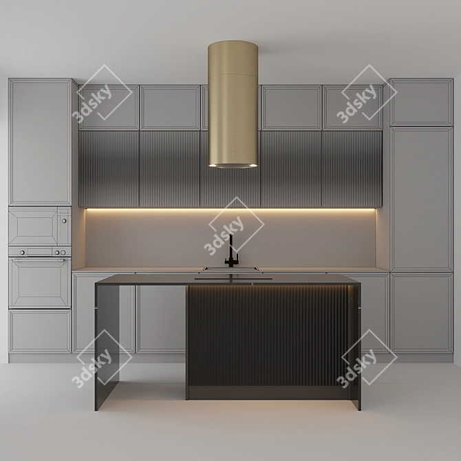 Modern Kitchen Set with Bosch Appliances 3D model image 4