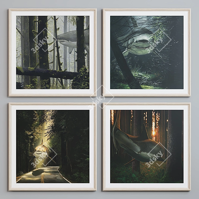 Shark Forest Picture Frame Set 3D model image 2