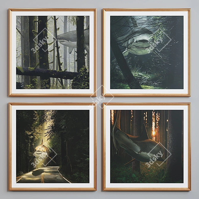 Shark Forest Picture Frame Set 3D model image 3