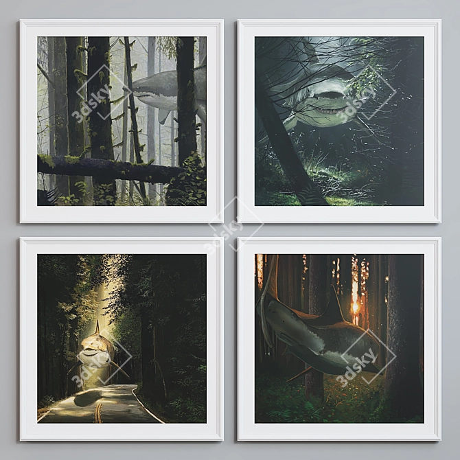 Shark Forest Picture Frame Set 3D model image 4