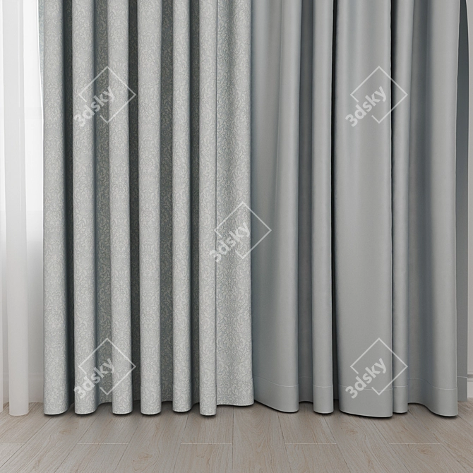 Jacquard and Satin Curtains Set 3D model image 2