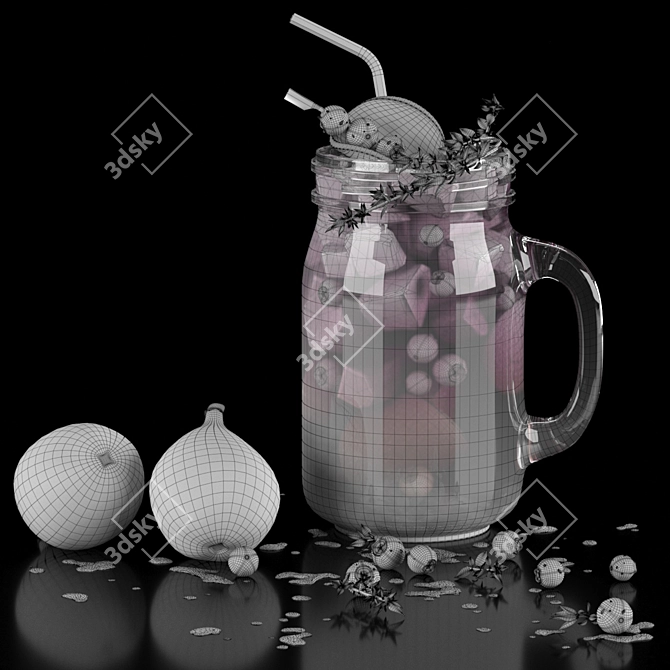 Refreshing Thyme Lime Blueberry Cold Drinks 3D model image 6