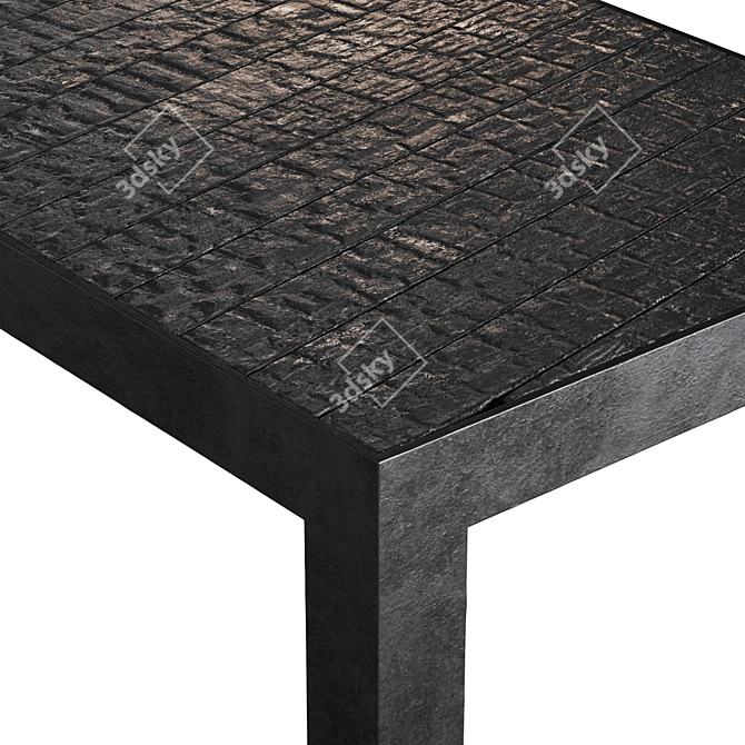 Charred Wood and Metal Loft Bench 3D model image 5