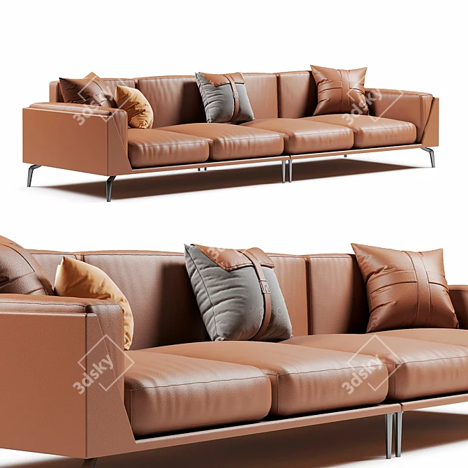 Neo-modern Genuine Leather Sofa: Francesca 3D model image 1