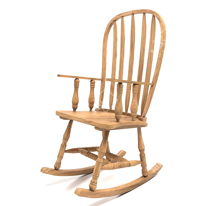 Rustic Wooden Chair 3D model image 1