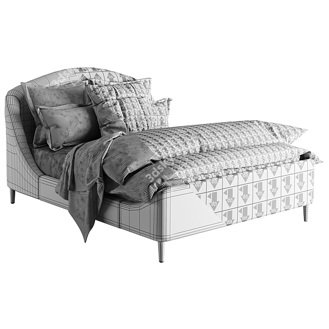 Elegant Lafayette Mist Queen Bed 3D model image 1