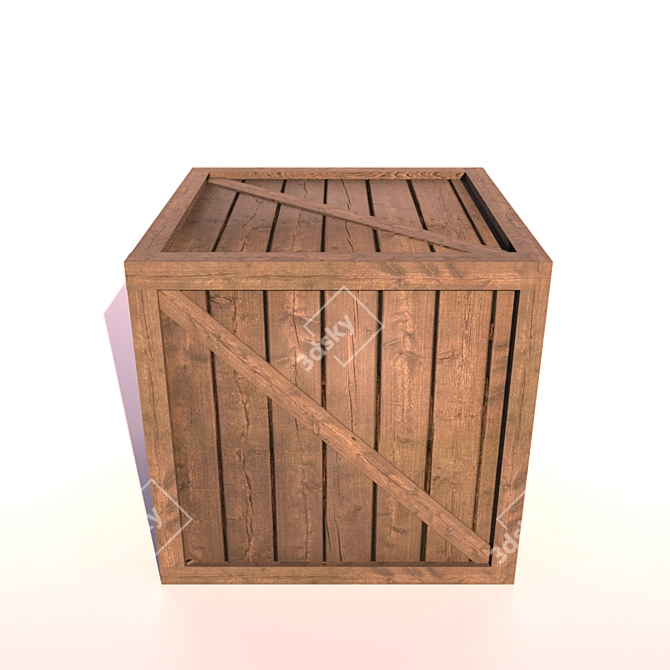 Wooden PBR Box 3D model image 1