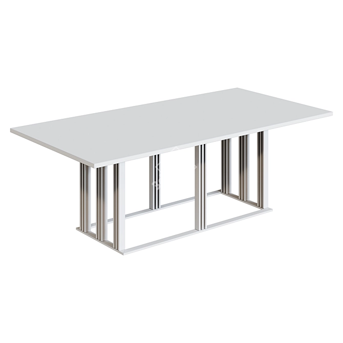 Modern Wood and Metal Dining Table 3D model image 2