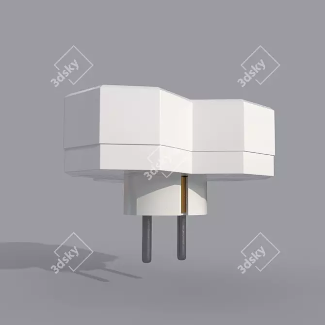 Triple Socket Adapter 3D model image 2