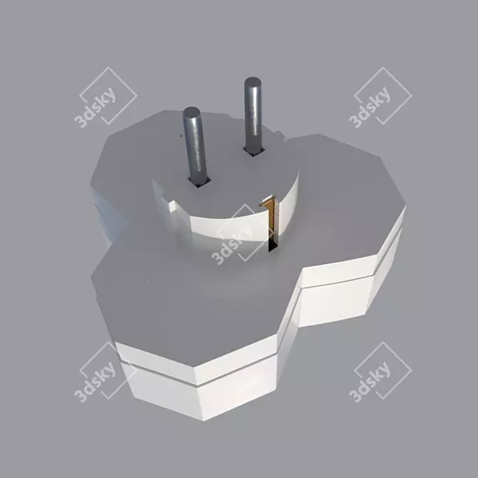 Triple Socket Adapter 3D model image 3