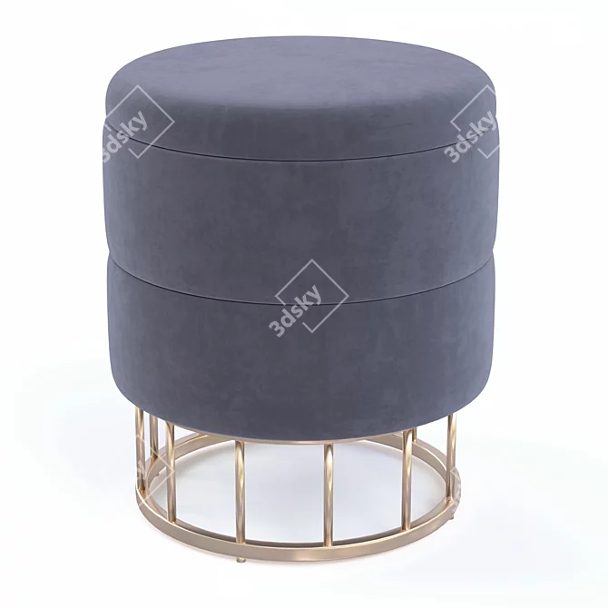 Minty Green/Gold Pouf: Stylish and Compact 3D model image 3